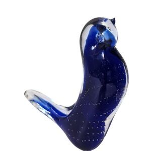 Silvestri Murano Cobalt Blue Bullicante Art Glass Bird Figurine Italy MCM
